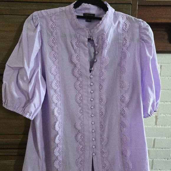 Ann Taylor Light Purple Button Up Short Sleeve Blouse - Picture 1 of 7